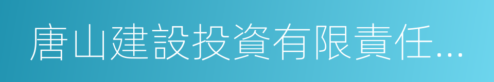 唐山建設投資有限責任公司的同義詞