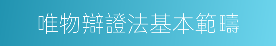 唯物辯證法基本範疇的意思