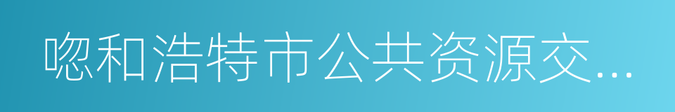 唿和浩特市公共资源交易中心的同義詞