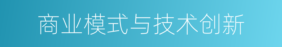 商业模式与技术创新的同义词