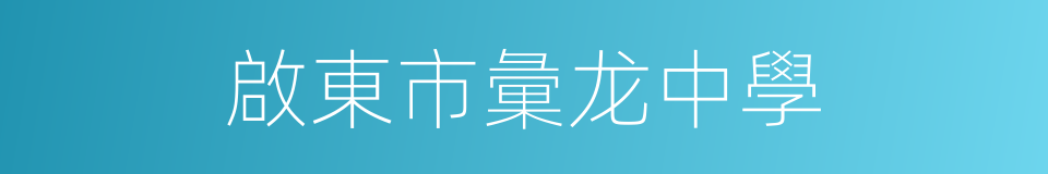 啟東市彙龙中學的同義詞
