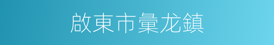 啟東市彙龙鎮的同義詞