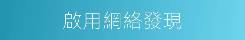 啟用網絡發現的同義詞