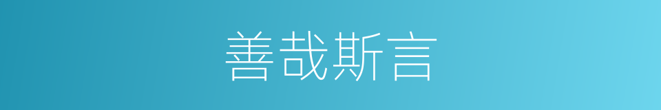 善哉斯言的意思