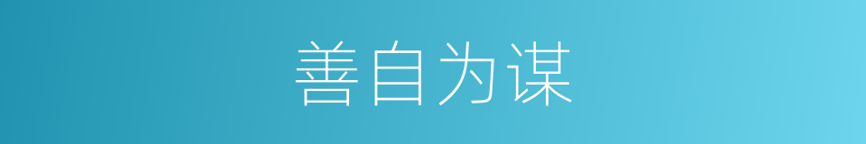 善自为谋的意思