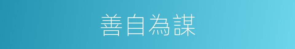 善自為謀的意思