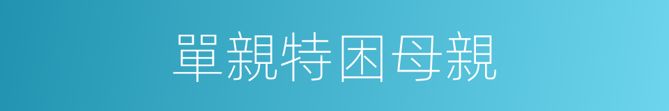 單親特困母親的同義詞