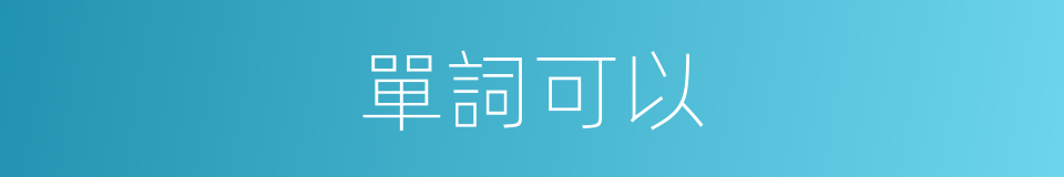 單詞可以的意思