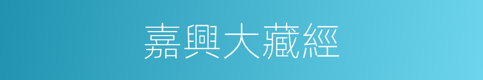 嘉興大藏經的同義詞