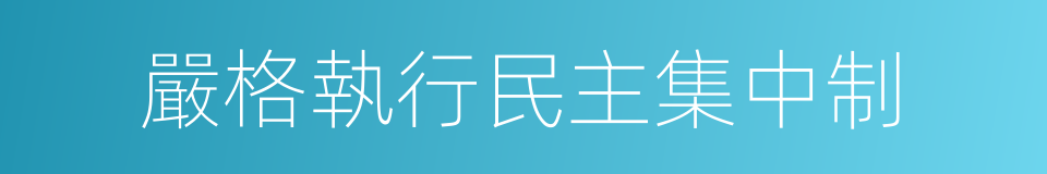 嚴格執行民主集中制的同義詞