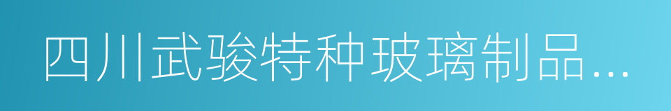 四川武骏特种玻璃制品有限公司的同义词