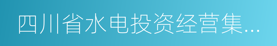 四川省水电投资经营集团有限公司的同义词