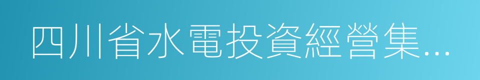 四川省水電投資經營集團有限公司的同義詞