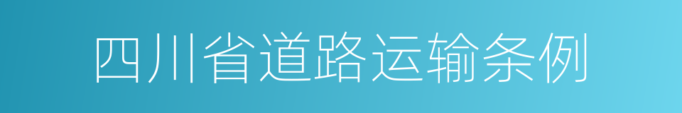 四川省道路运输条例的同义词