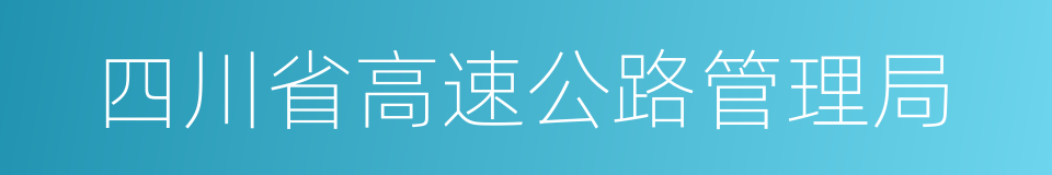 四川省高速公路管理局的同义词