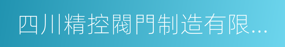 四川精控閥門制造有限公司的同義詞