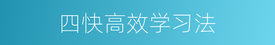 四快高效学习法的同义词