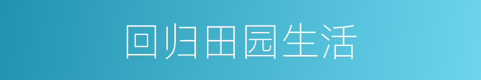 回归田园生活的同义词