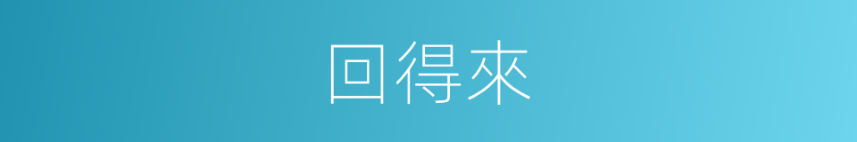 回得來的同義詞