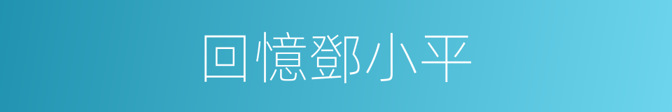 回憶鄧小平的同義詞