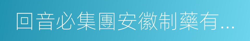 回音必集團安徽制藥有限公司的同義詞
