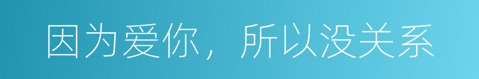 因为爱你，所以没关系的同义词