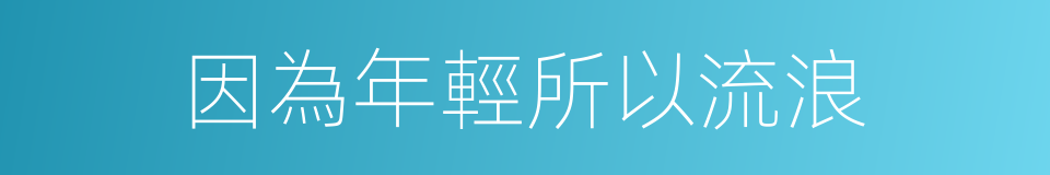 因為年輕所以流浪的同義詞