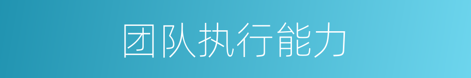 团队执行能力的同义词