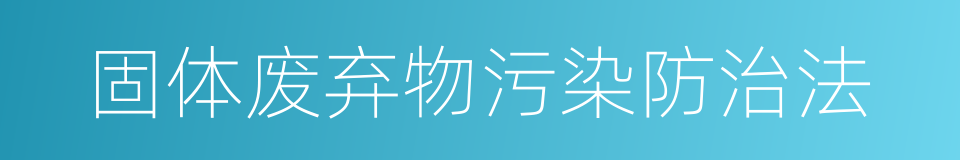 固体废弃物污染防治法的同义词