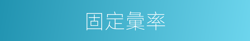 固定彙率的意思