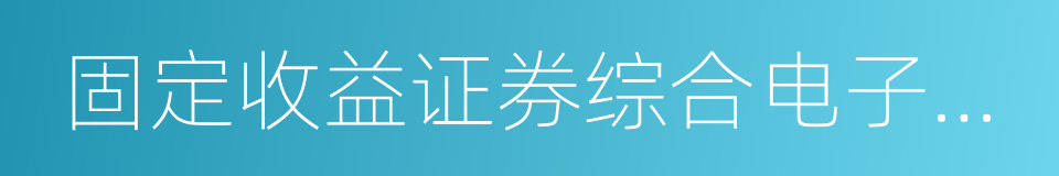 固定收益证券综合电子平台的同义词