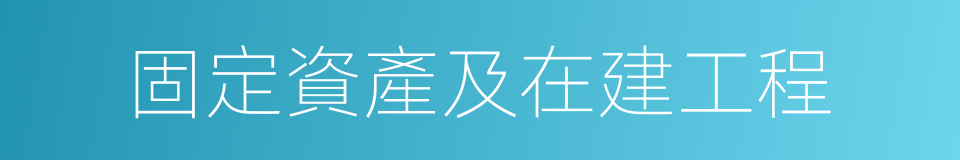 固定資產及在建工程的同義詞