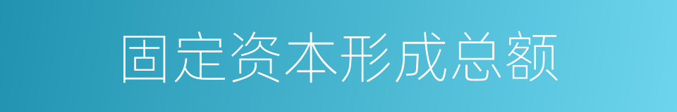 固定资本形成总额的同义词