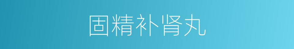 固精补肾丸的同义词