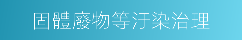 固體廢物等汙染治理的同義詞