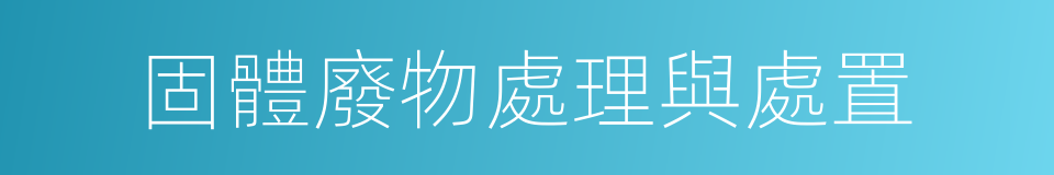 固體廢物處理與處置的同義詞