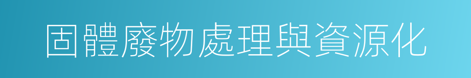 固體廢物處理與資源化的同義詞