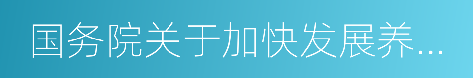 国务院关于加快发展养老服务业的若干意见的同义词