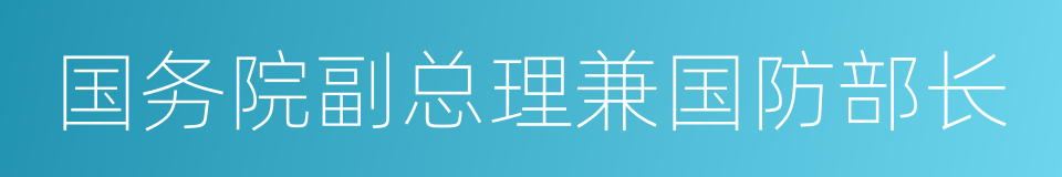 国务院副总理兼国防部长的同义词