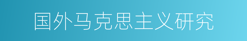 国外马克思主义研究的同义词