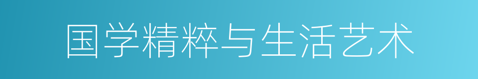 国学精粹与生活艺术的同义词