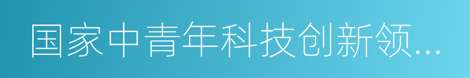 国家中青年科技创新领军人才的同义词