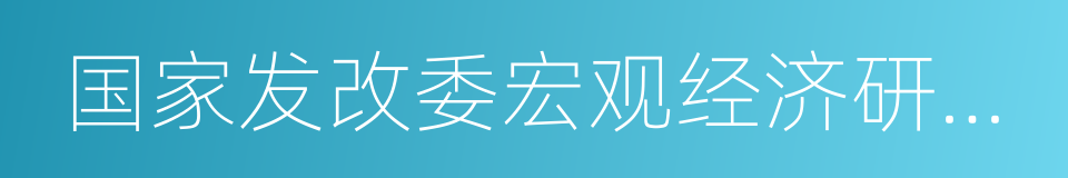 国家发改委宏观经济研究院的同义词