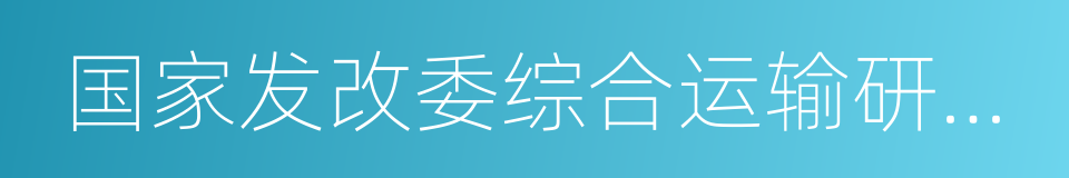 国家发改委综合运输研究所的同义词