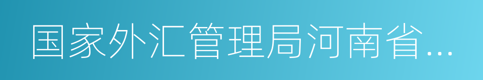 国家外汇管理局河南省分局的同义词