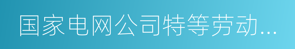 国家电网公司特等劳动模范的同义词