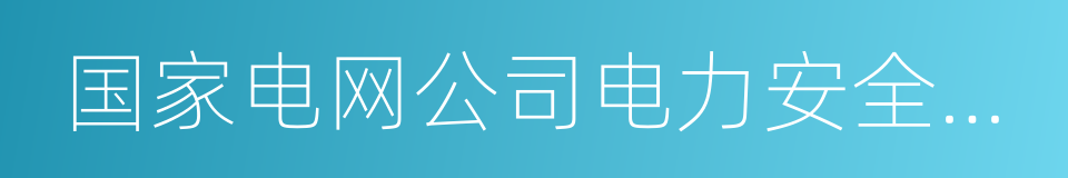 国家电网公司电力安全工作规程的同义词