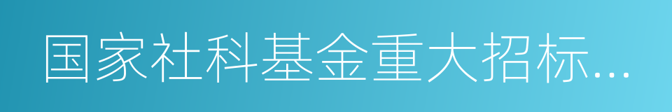 国家社科基金重大招标项目的同义词