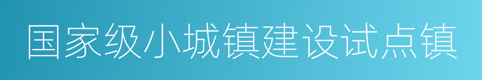 国家级小城镇建设试点镇的同义词