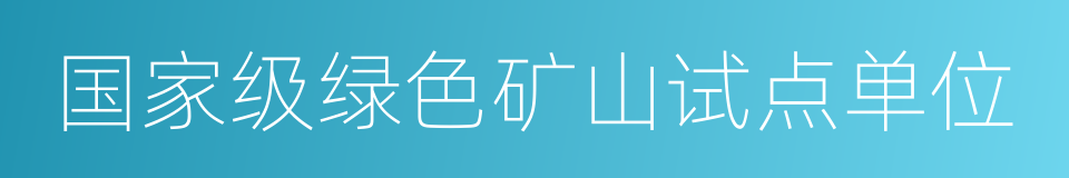 国家级绿色矿山试点单位的同义词